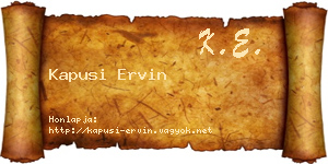 Kapusi Ervin névjegykártya