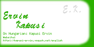 ervin kapusi business card